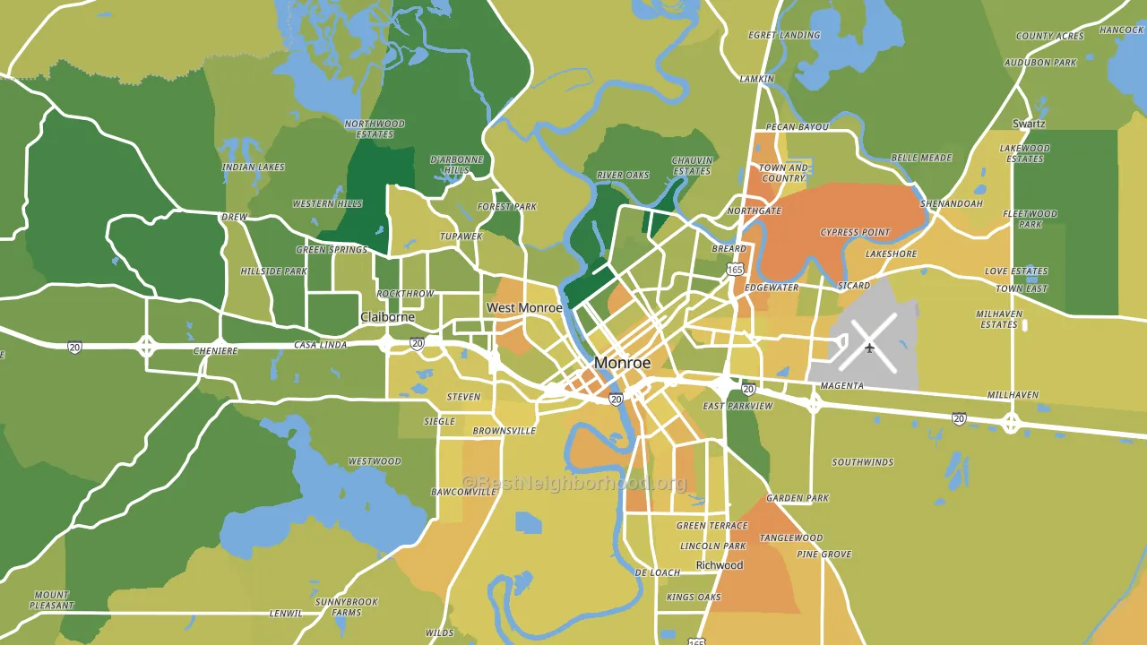 Ouachita Parish, LA block-group voter-turnout map