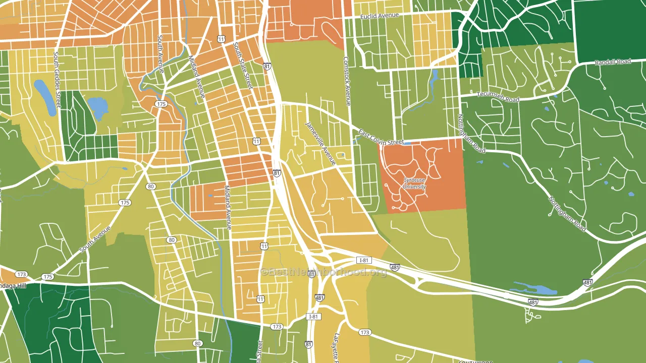Outer Comstock, Syracuse, NY block-group voter-turnout map