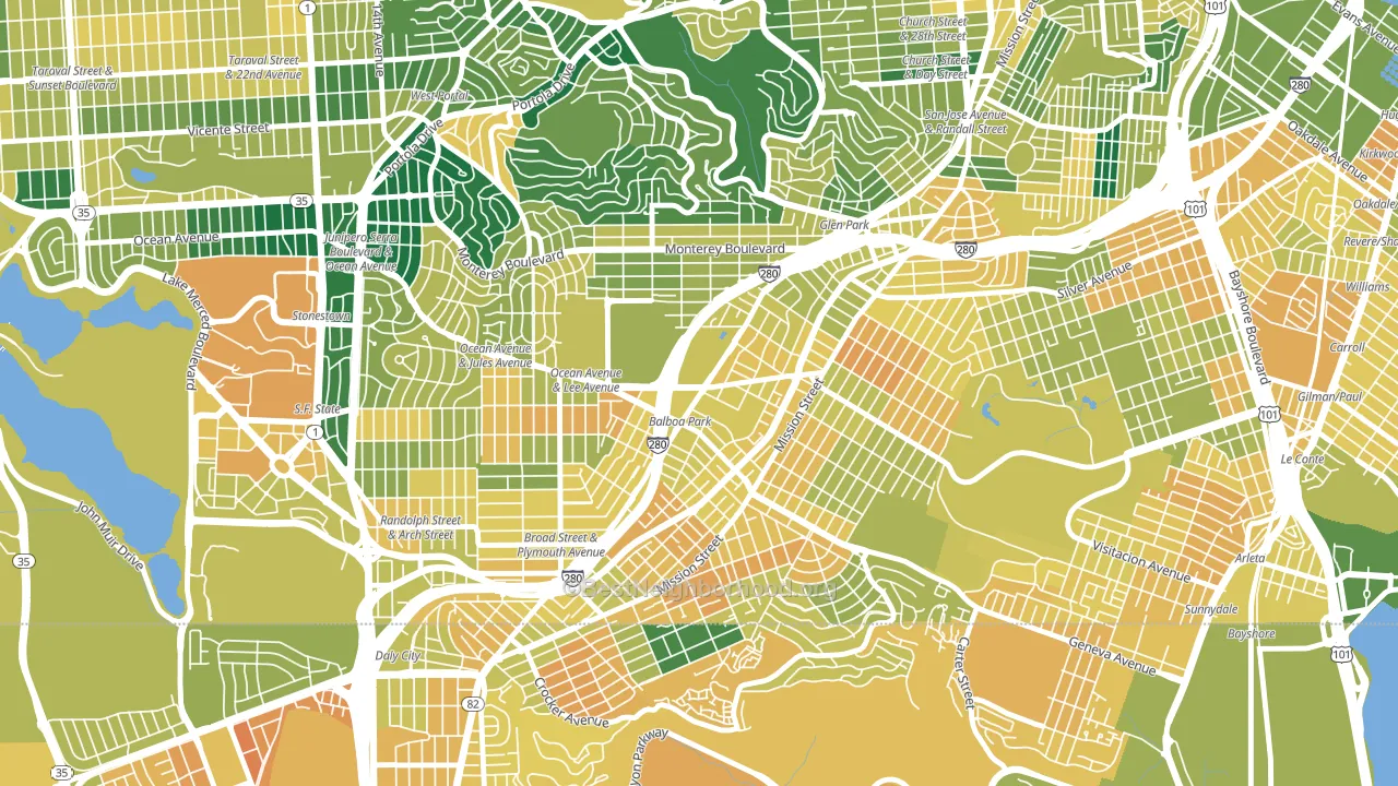 Outer Mission, San Francisco, CA block-group voter-turnout map