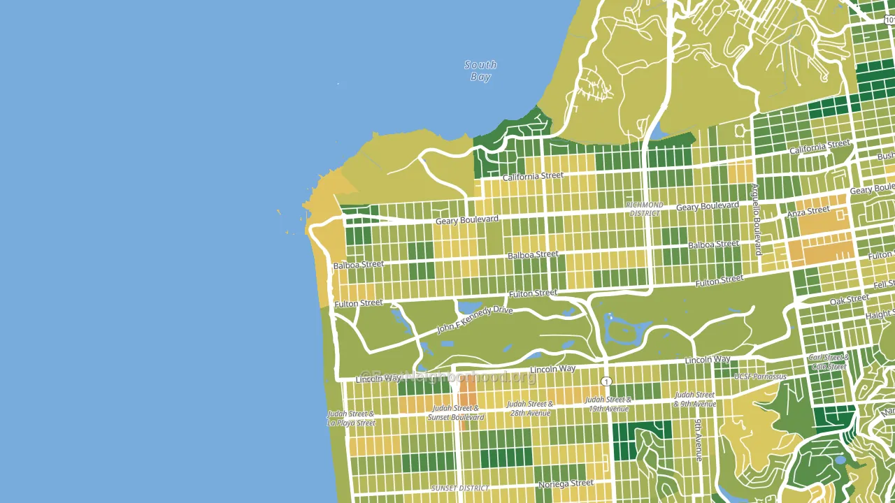 Outer Richmond, San Francisco, CA block-group voter-turnout map