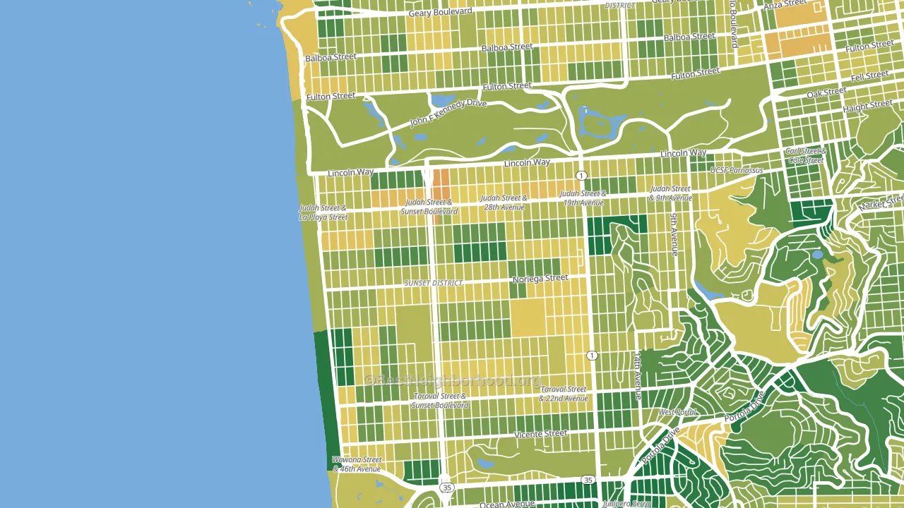 Outer Sunset, San Francisco, CA block-group voter-turnout map