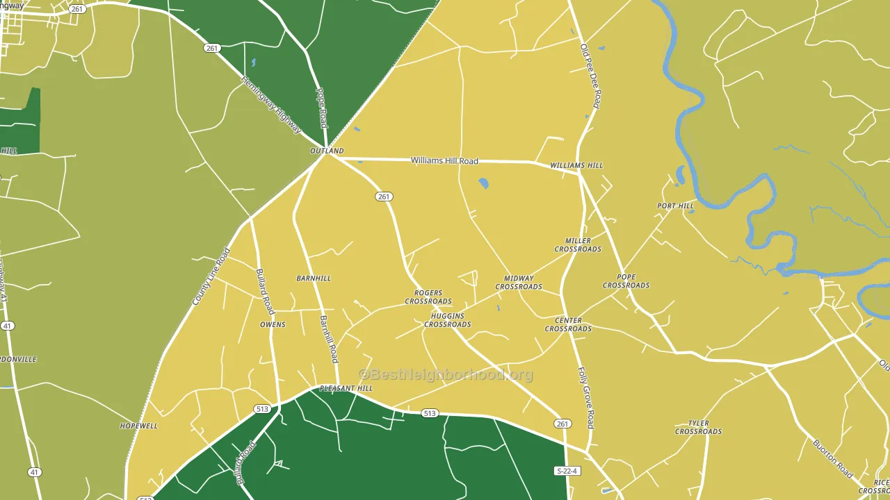 Outland, SC block-group voter-turnout map