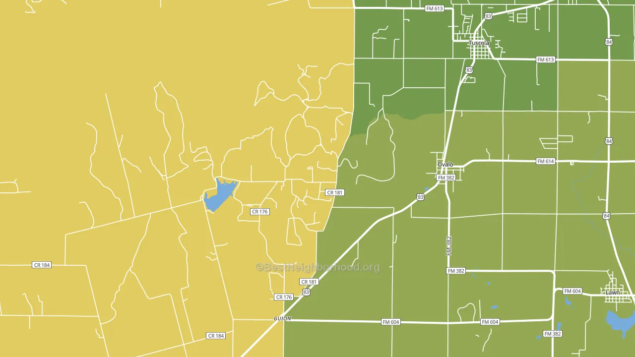 Ovalo, TX block-group voter-turnout map