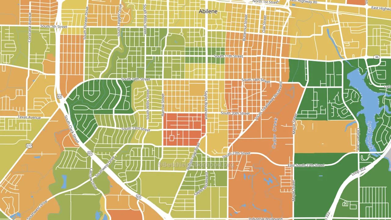Over Place Area, Abilene, TX block-group voter-turnout map