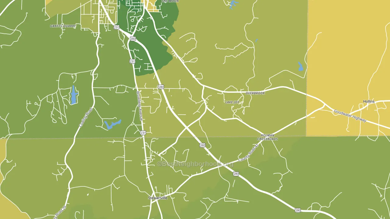 Overbrook, AL block-group voter-turnout map