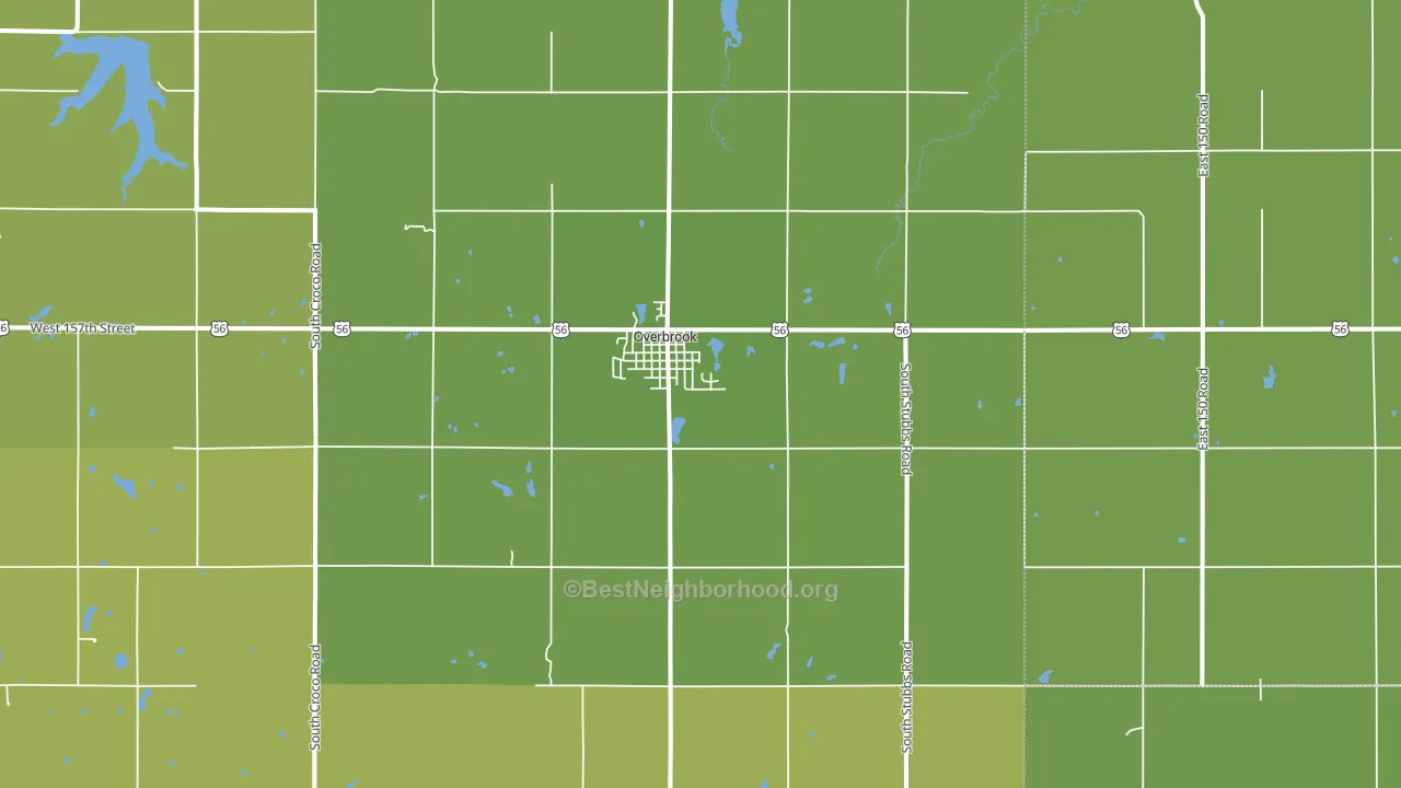 Overbrook, KS block-group voter-turnout map