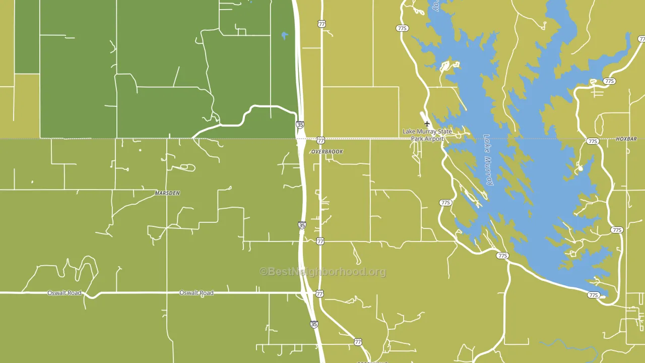 Overbrook, OK block-group voter-turnout map