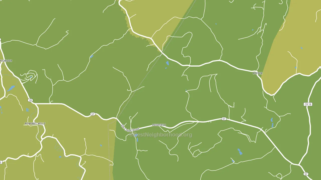 Overfield, WV block-group voter-turnout map