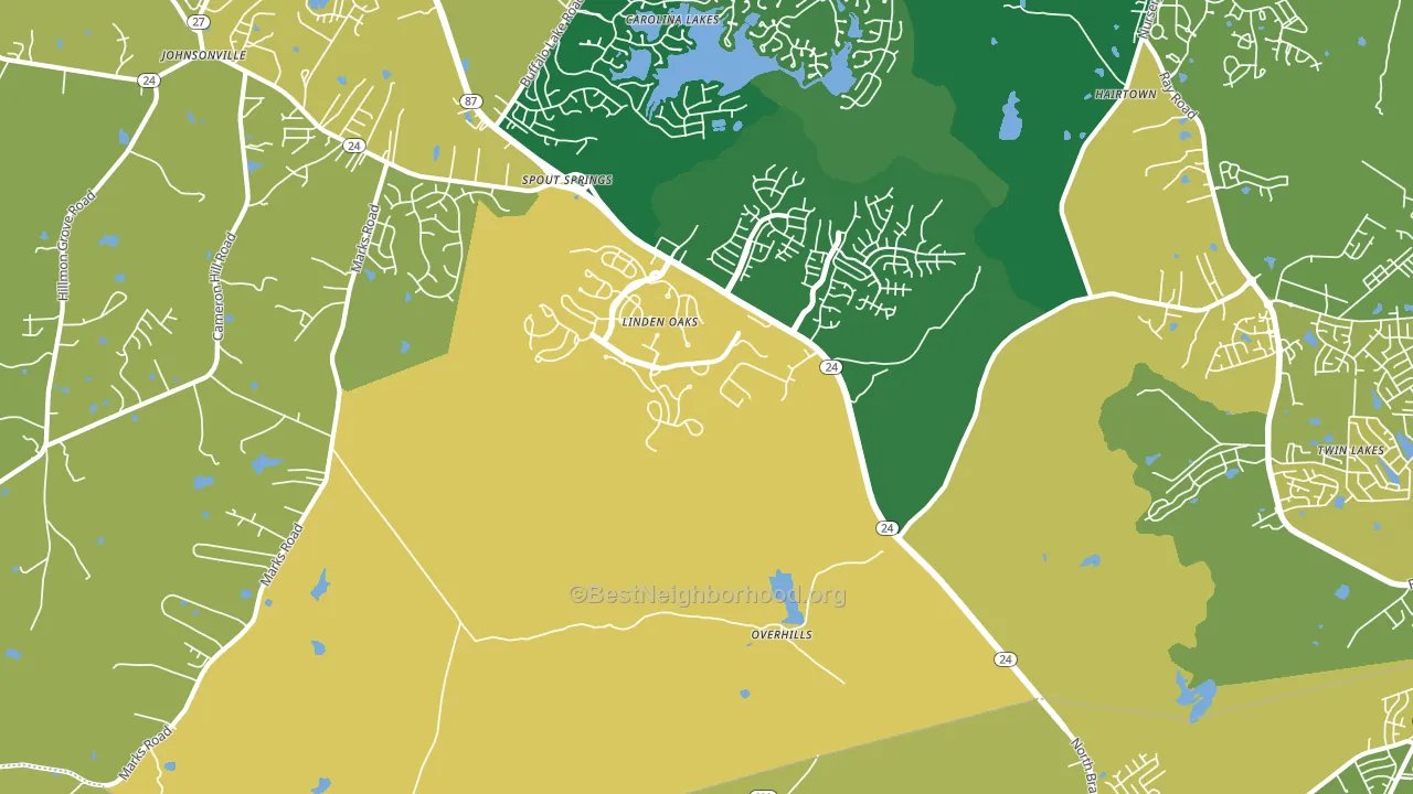 Overhills, NC block-group voter-turnout map