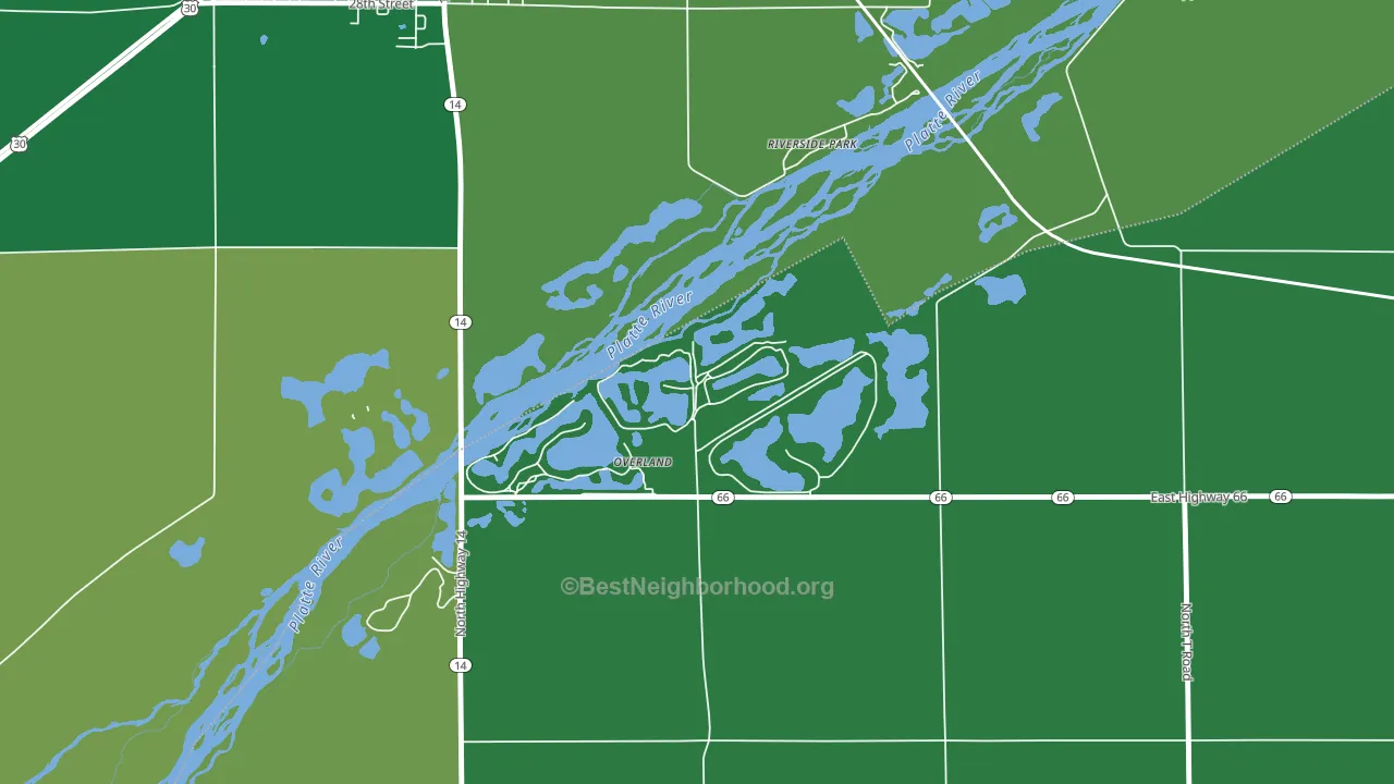 Overland, NE block-group voter-turnout map