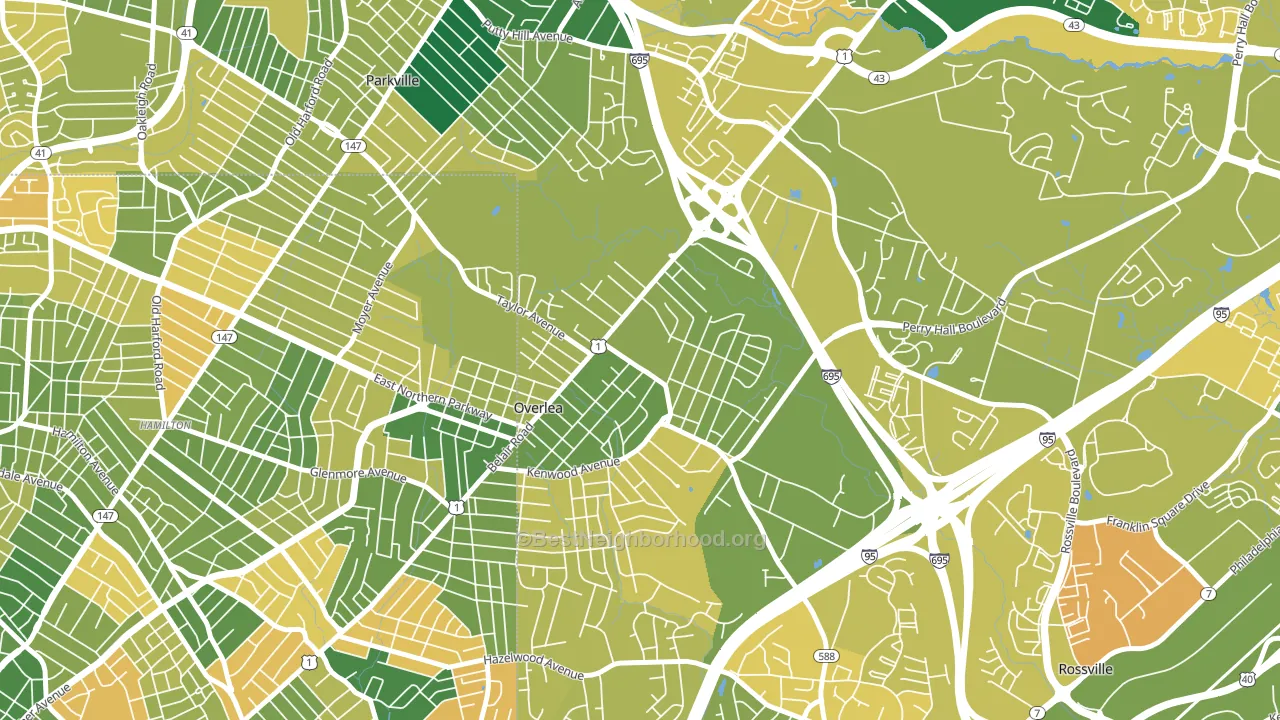 Overlea, MD block-group voter-turnout map