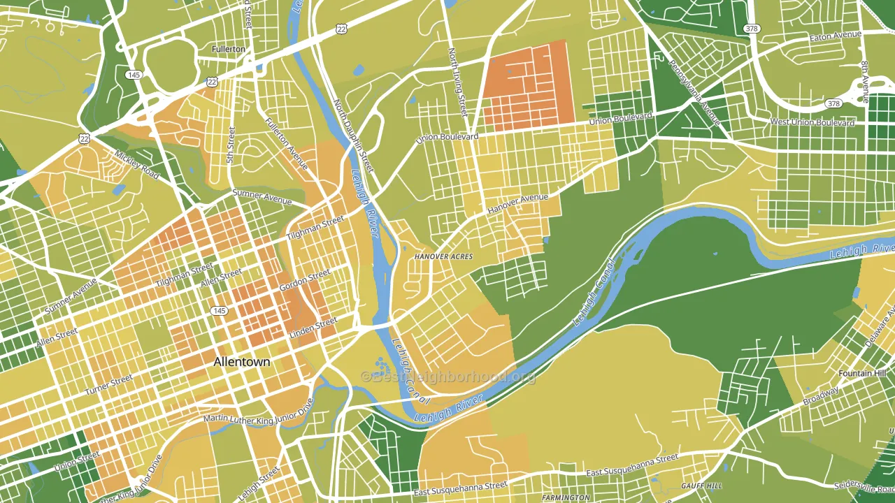 Overlook Park, Allentown, PA block-group voter-turnout map