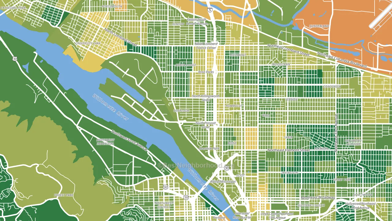 Overlook, Portland, OR block-group voter-turnout map