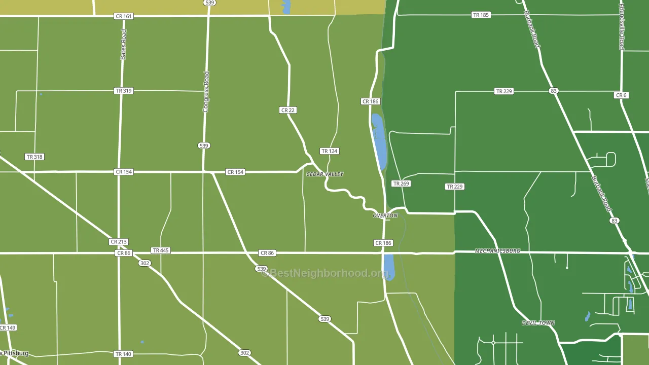 Overton, OH block-group voter-turnout map