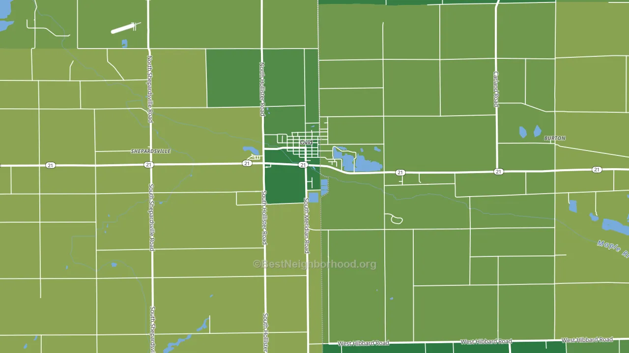 Ovid, MI block-group voter-turnout map