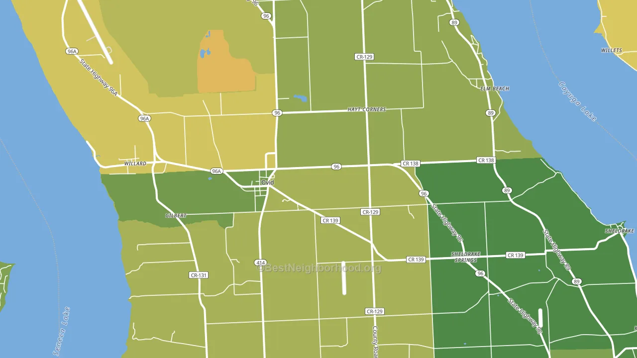 Ovid, NY block-group voter-turnout map