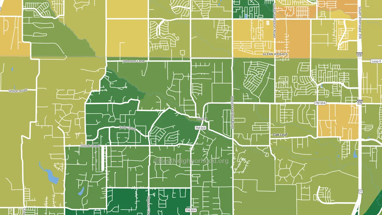 Ovilla, TX block-group voter-turnout map