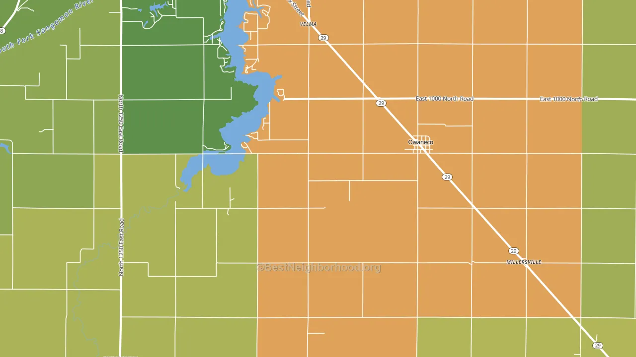 Owaneco, IL block-group voter-turnout map