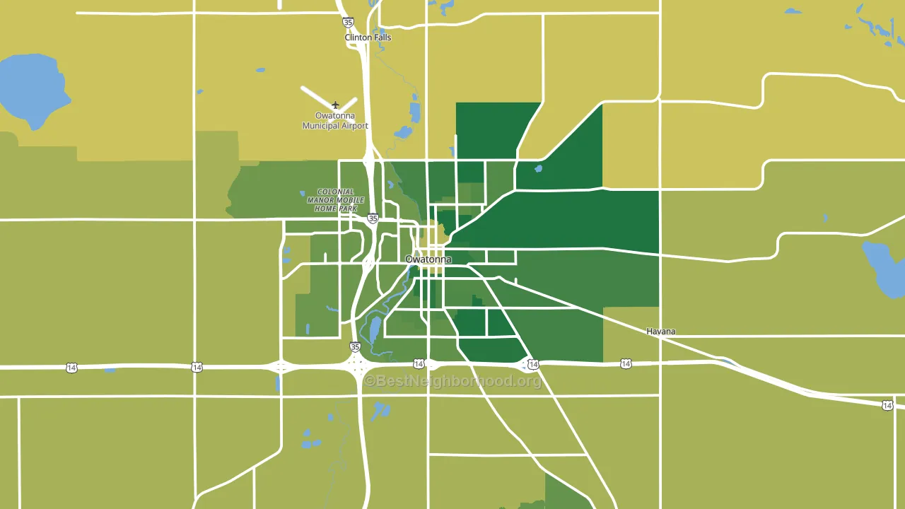 Owatonna, MN block-group voter-turnout map