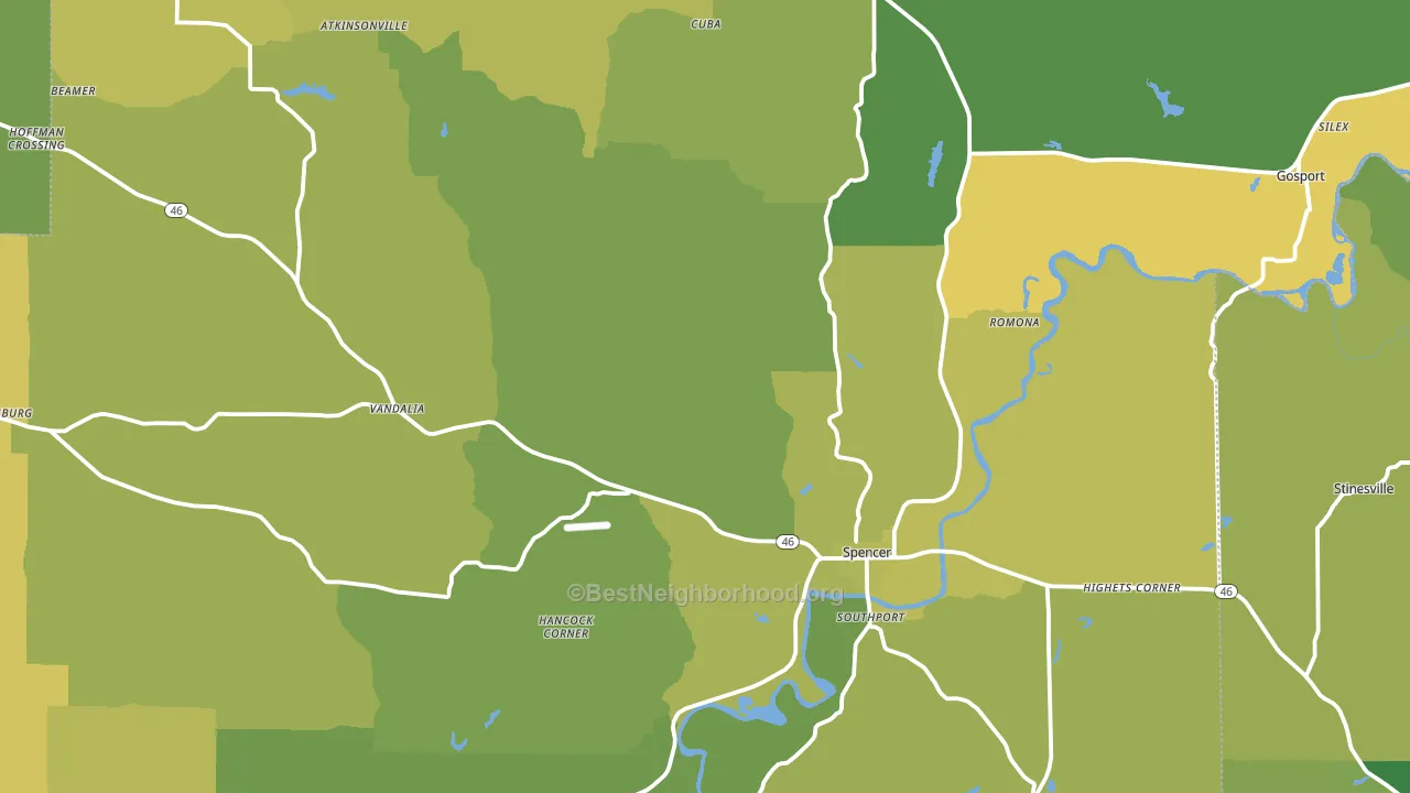 Owen County, IN block-group voter-turnout map