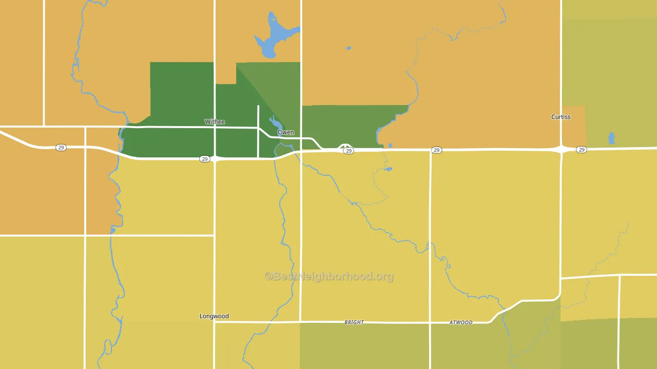 Owen, WI block-group voter-turnout map