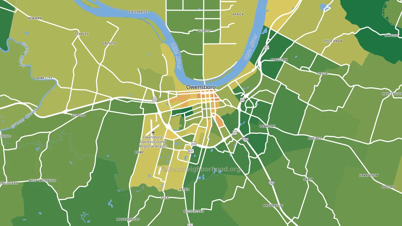 Owensboro, KY block-group voter-turnout map