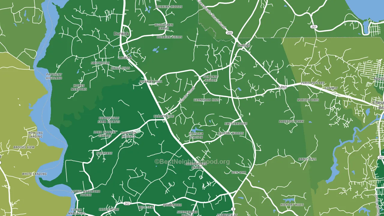 Owings, MD block-group voter-turnout map