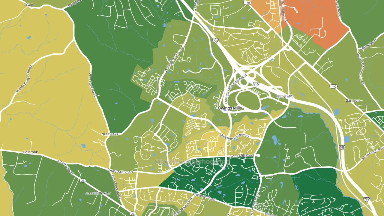 Owings Mills New Town, Owings Mills, MD block-group voter-turnout map