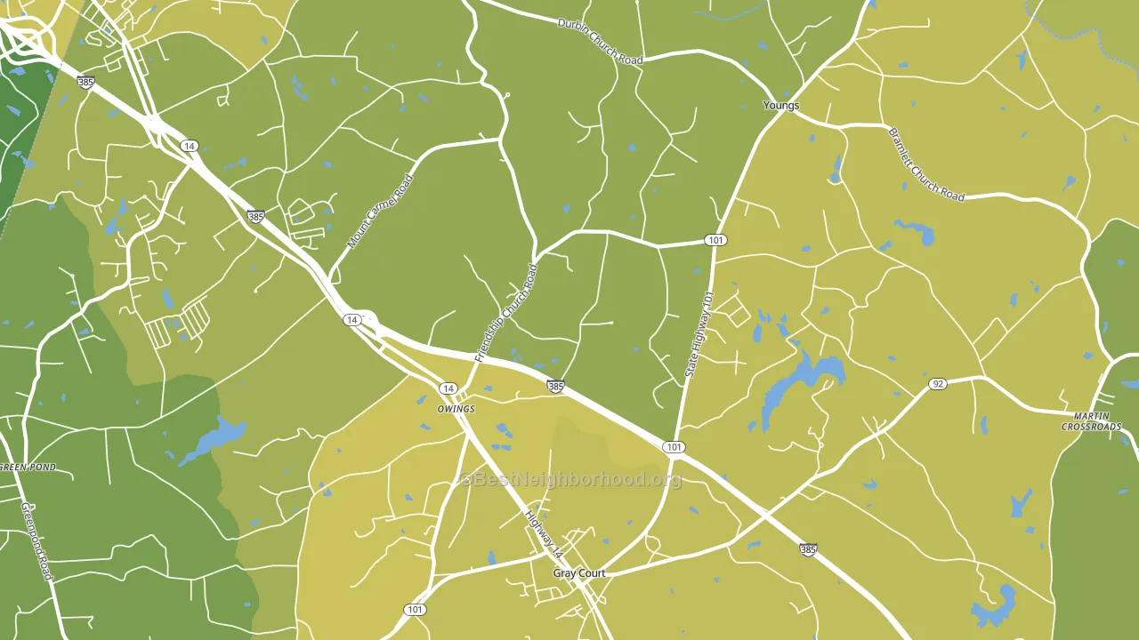Owings, SC block-group voter-turnout map