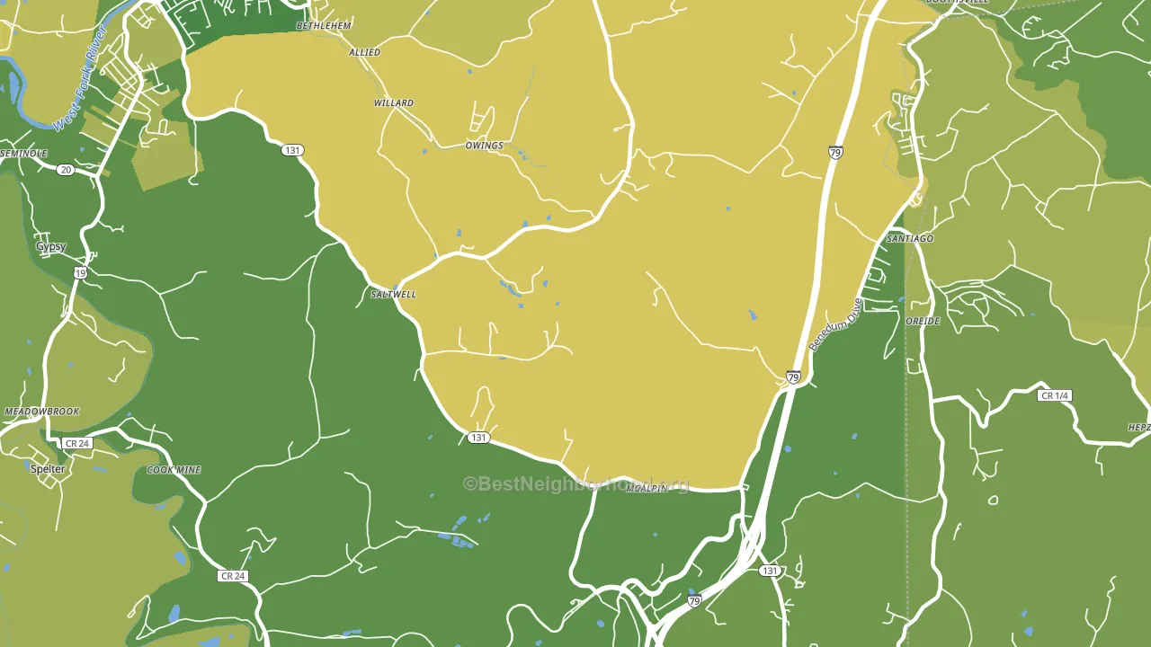 Owings, WV block-group voter-turnout map