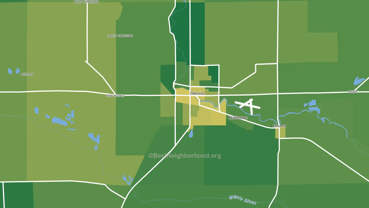 Owosso, MI block-group voter-turnout map