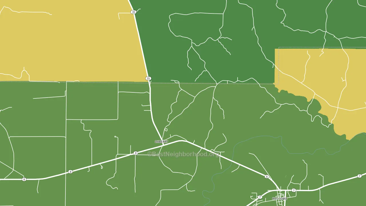 Oxberry, MS block-group voter-turnout map