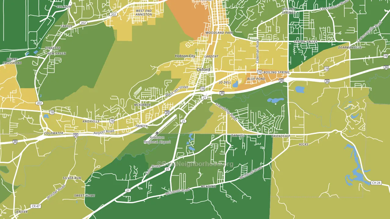 Oxford, AL block-group voter-turnout map
