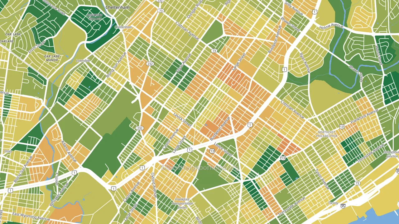 Oxford Circle, Philadelphia, PA block-group voter-turnout map