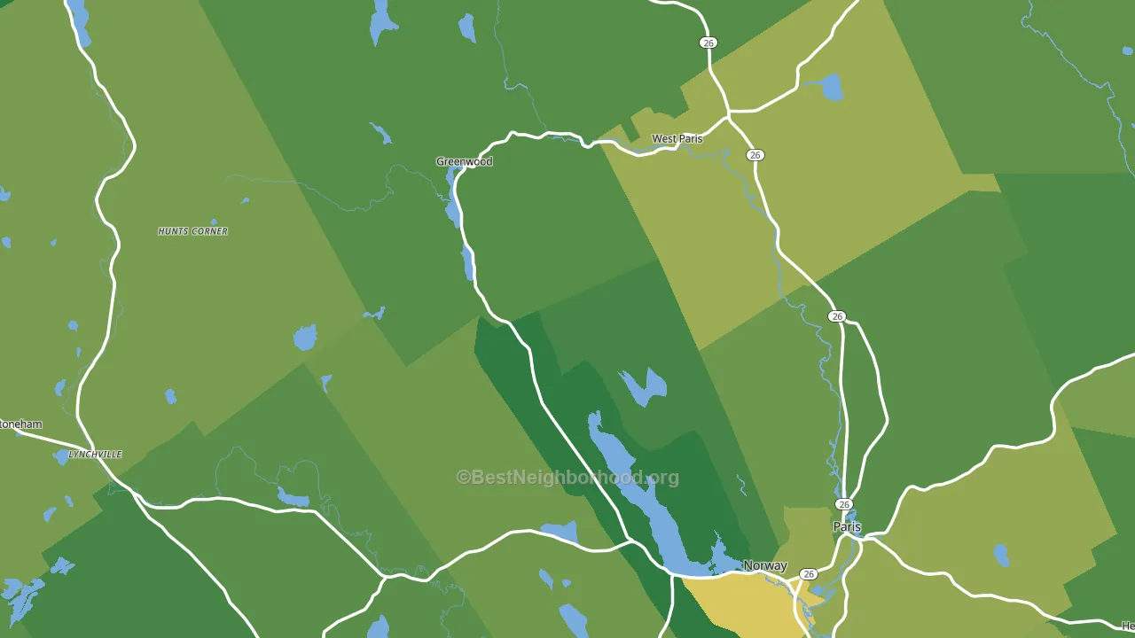 Oxford County, ME block-group voter-turnout map
