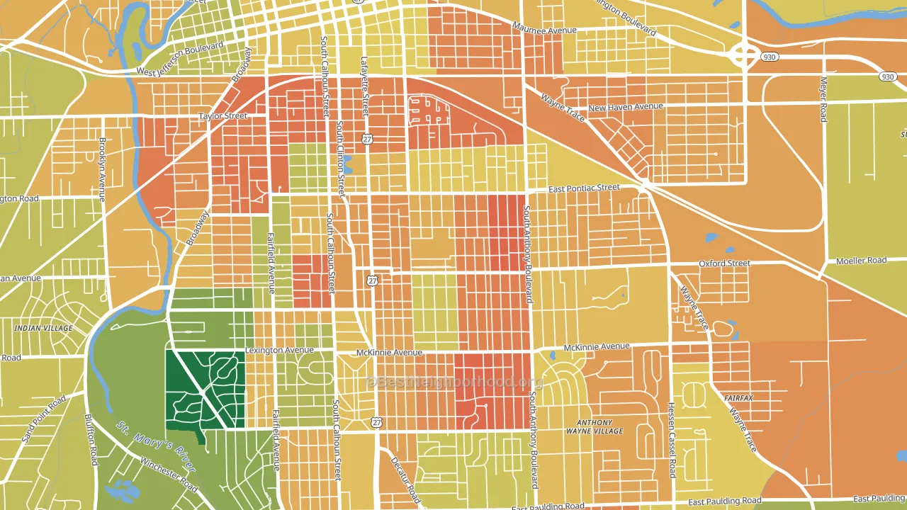 Oxford, Fort Wayne, IN block-group voter-turnout map