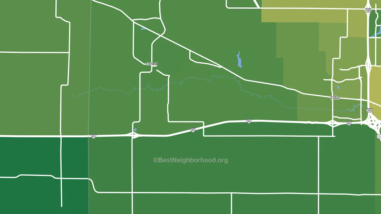 Oxford, IA block-group voter-turnout map