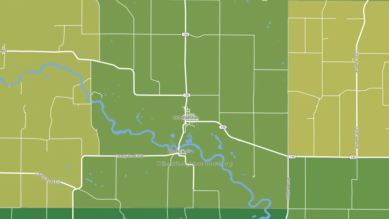 Oxford Junction, IA block-group voter-turnout map