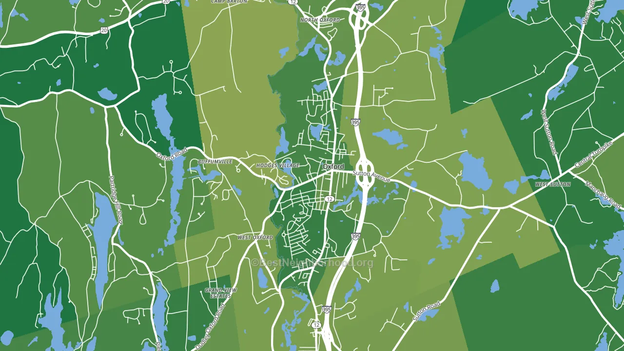 Oxford, MA block-group voter-turnout map