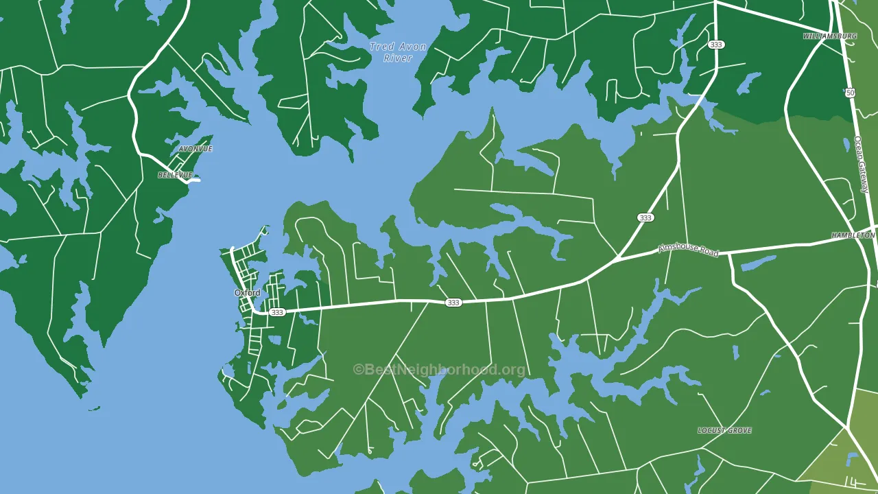 Oxford, MD block-group voter-turnout map