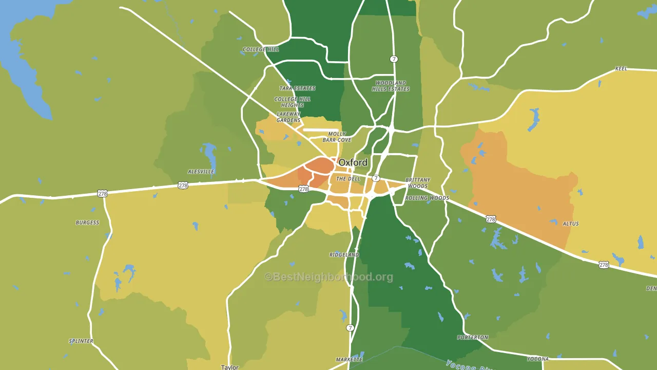 Oxford, MS block-group voter-turnout map