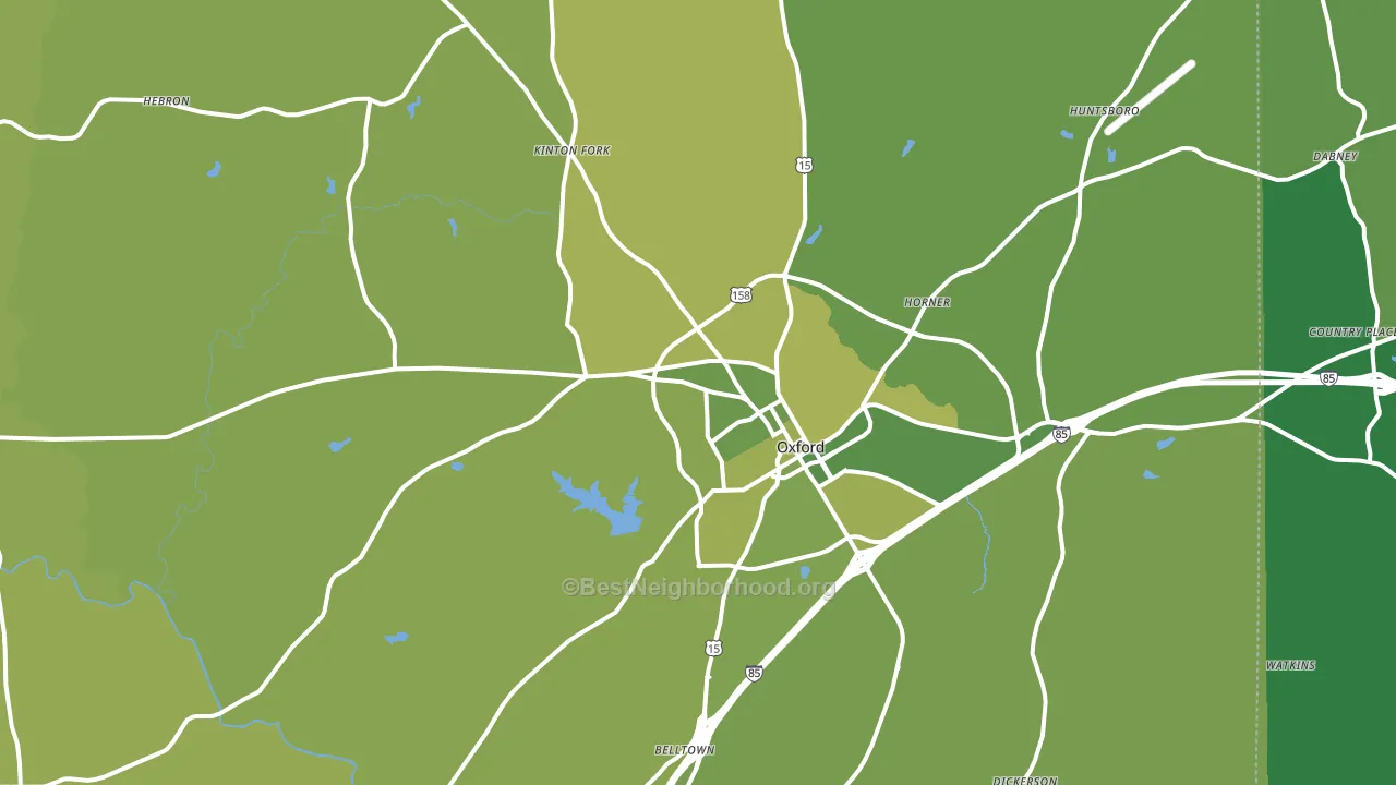 Oxford, NC block-group voter-turnout map