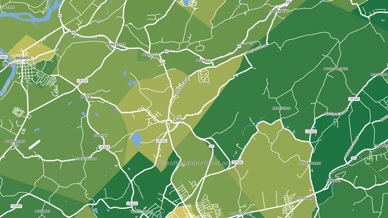 Oxford, NJ block-group voter-turnout map