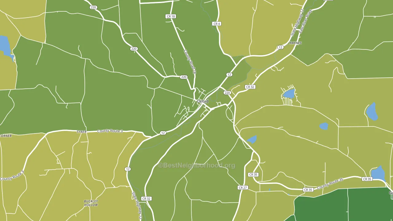 Oxford, NY block-group voter-turnout map