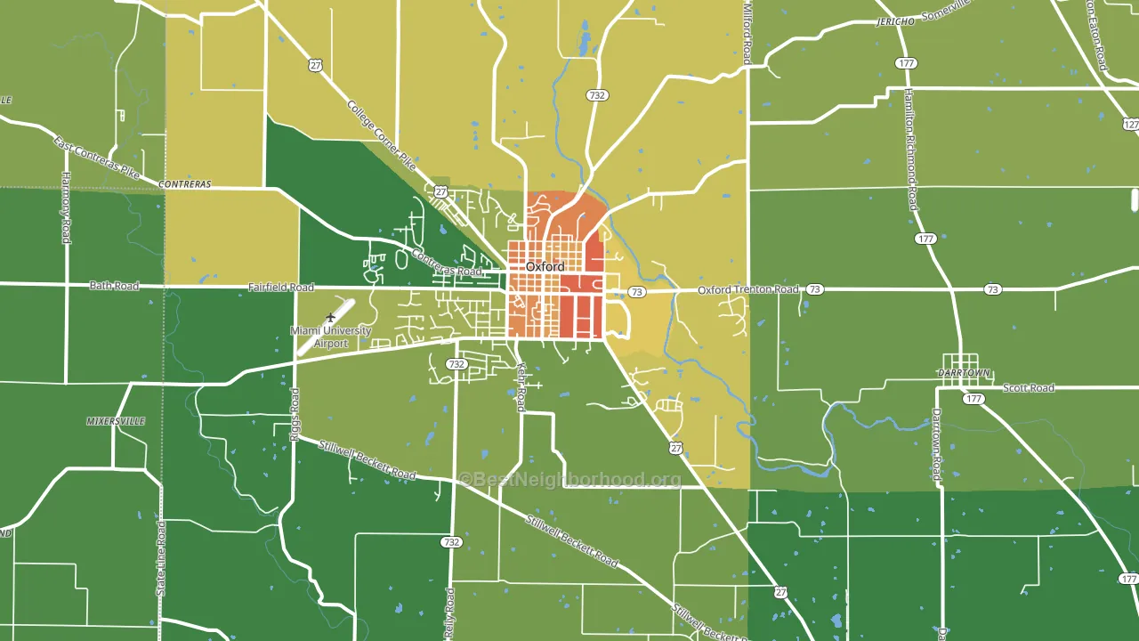 Oxford, OH block-group voter-turnout map