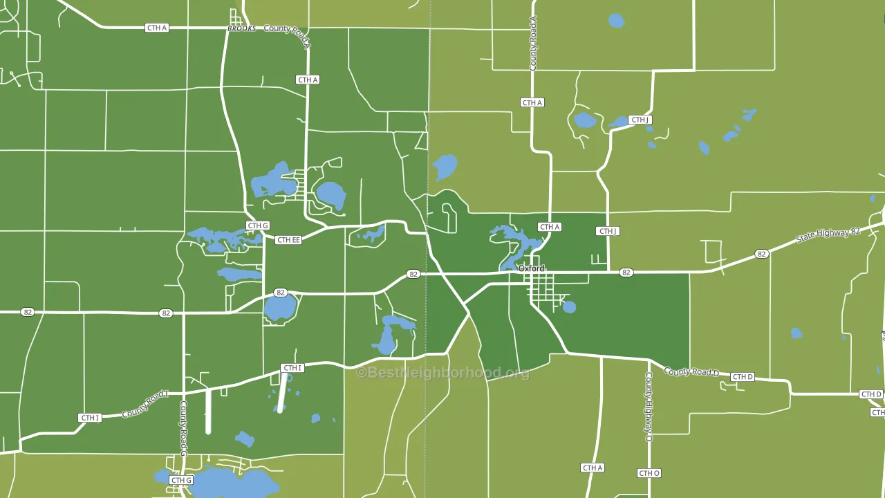 Oxford, WI block-group voter-turnout map
