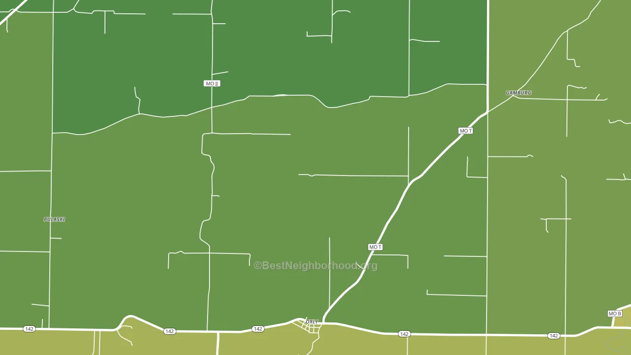 Oxly, MO block-group voter-turnout map