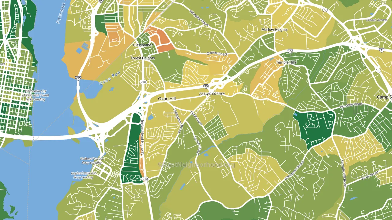 Oxon Hill-Glassmanor, Oxon Hill, MD block-group voter-turnout map