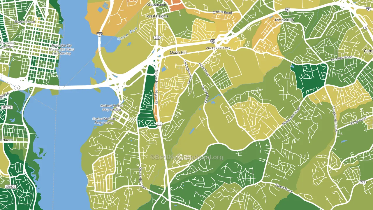Oxon Hill, MD block-group voter-turnout map