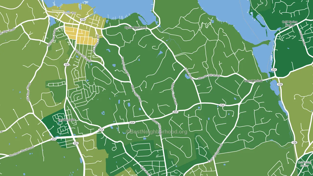 Oyster Bay Cove, NY block-group voter-turnout map